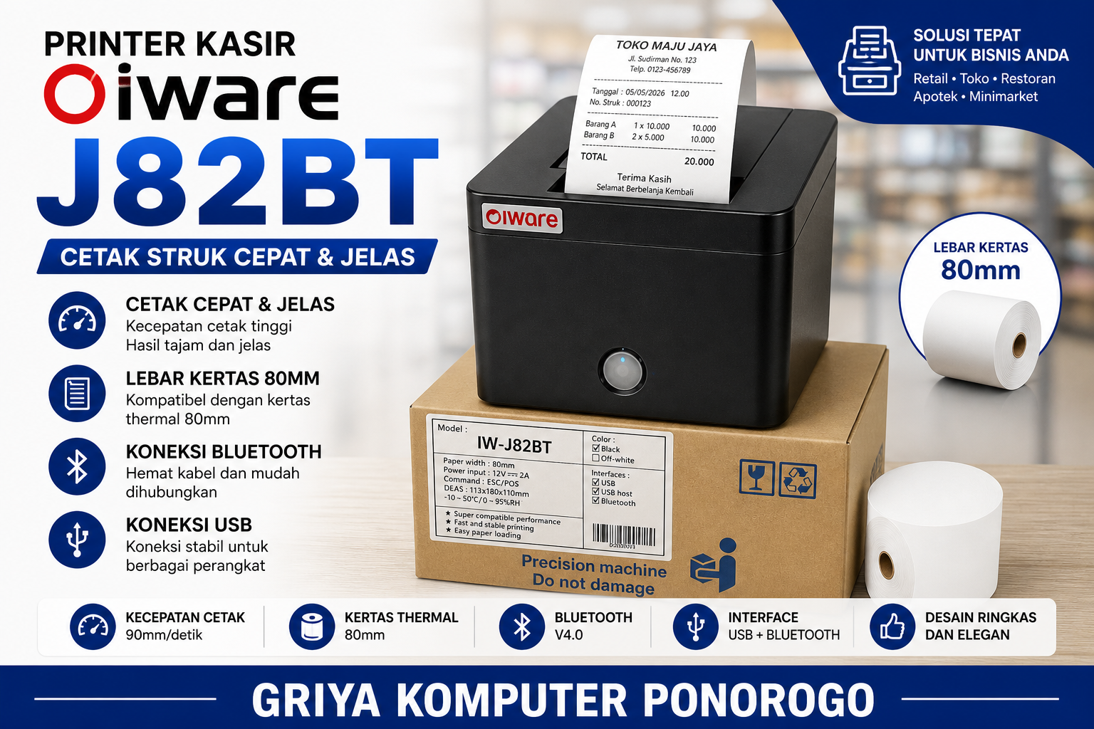 Printer Kasir Iware J82BT 80mm
